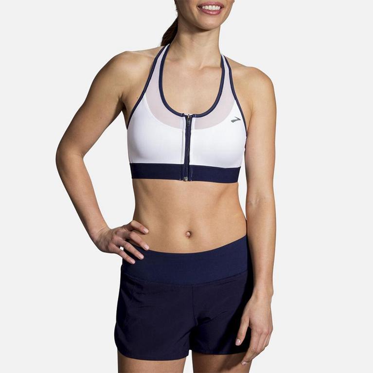 Brooks Women's FastForward Zip Running Bra - White (HPRN54087)